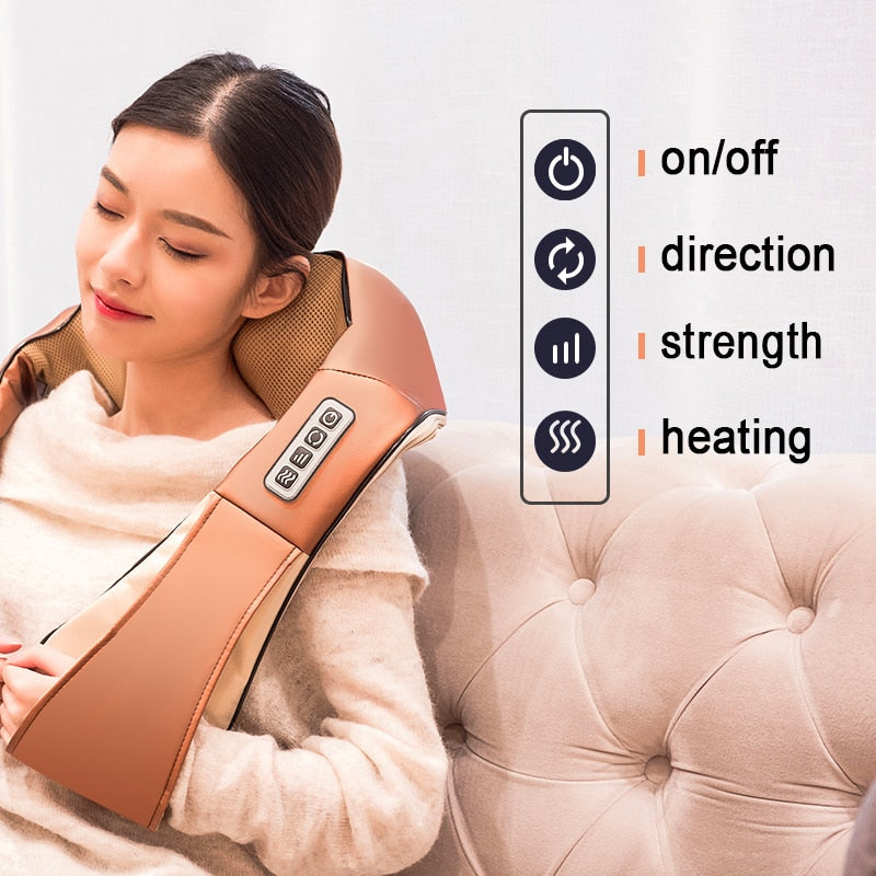 Neck Shoulder Massage with Soothing Heat, Electric Shiatsu Back