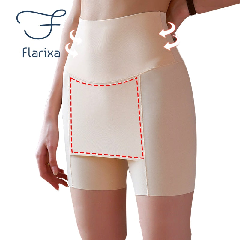 Fashion (SKIN)Flarixa Lace High Waist Flat Belly Safety Pants Hip